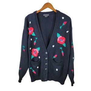 Vintage Size Medium Cardigan Sweater Cottagecore Floral granny Tunic Grunge alt